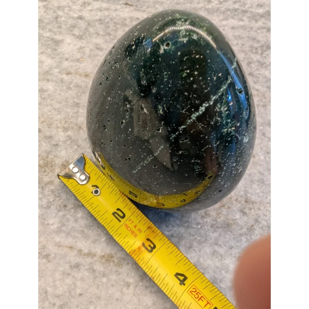 Large Polished Green Serpentine Stone Egg Sculpture Natural Stone Paperweight 4